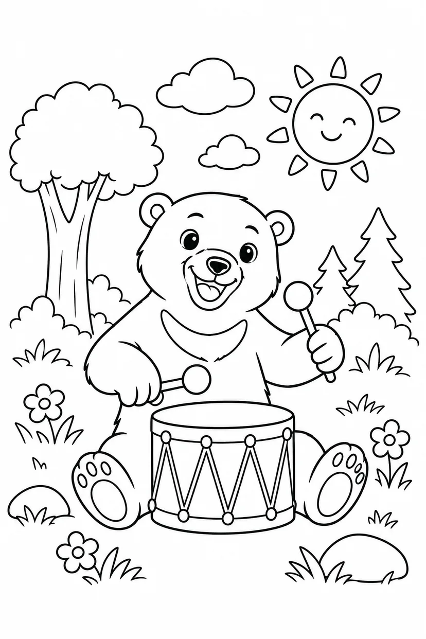 マレーグマの小さな音楽会の塗り絵
