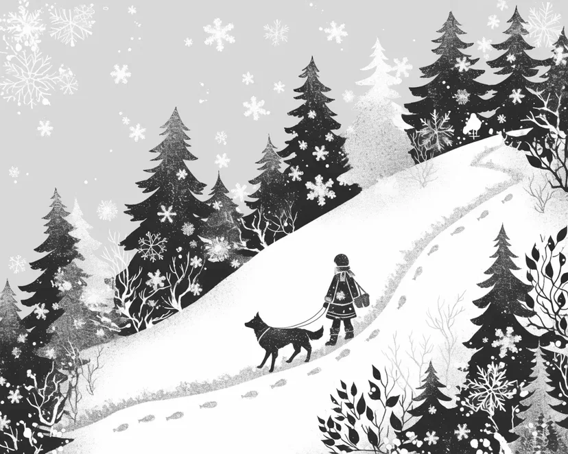 雪の中の冒険の塗り絵