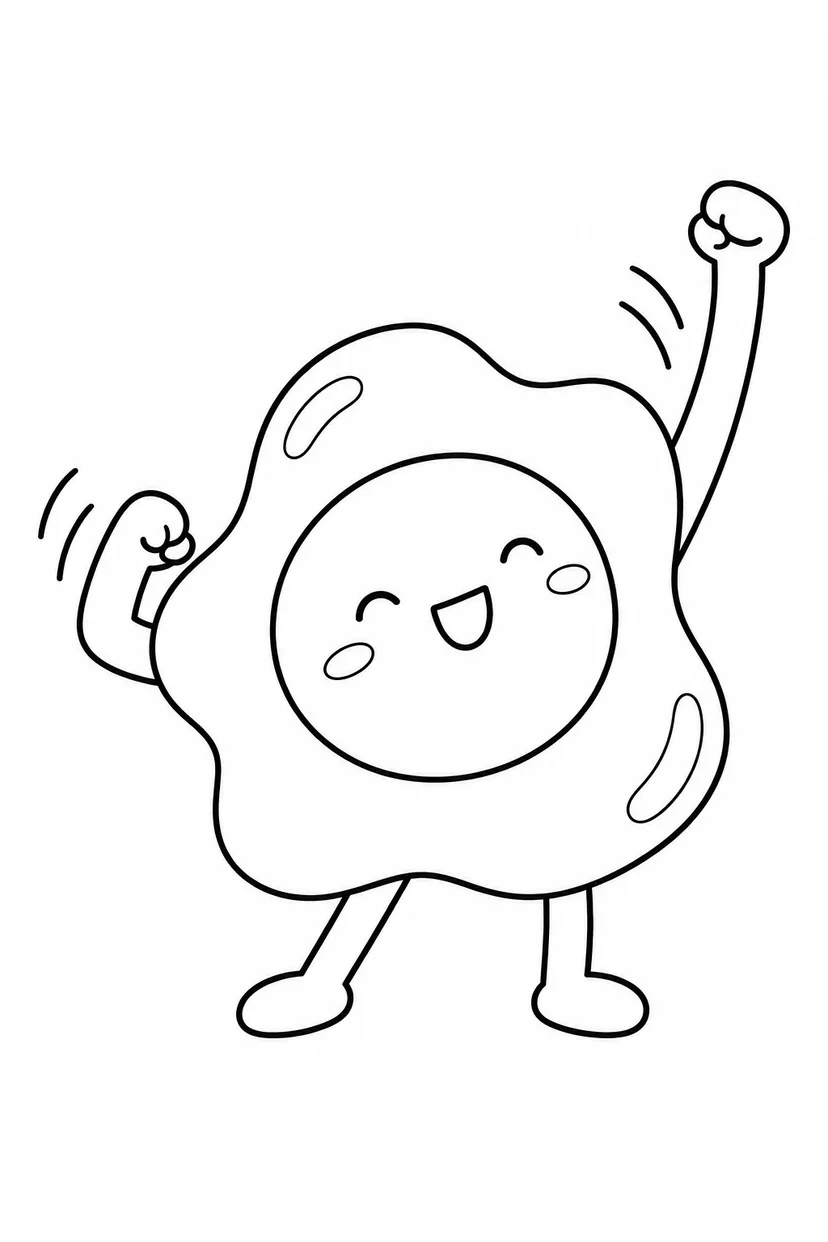目玉焼きののびのびポーズの塗り絵