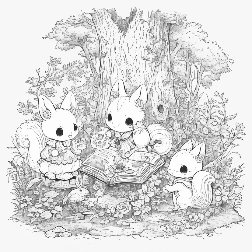 Desenho de Amigos da Floresta para colorir