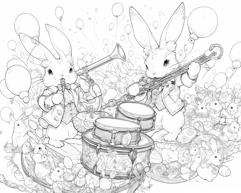 Desenho de O Alegre Concerto dos Coelhinhos para colorir