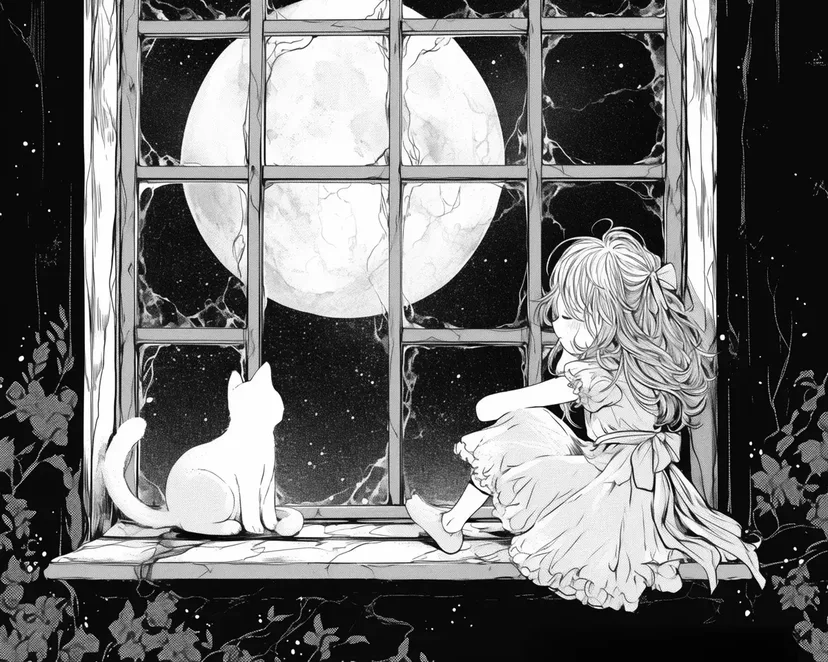 Dibujo de Ventana a la Luz de la Luna para colorear