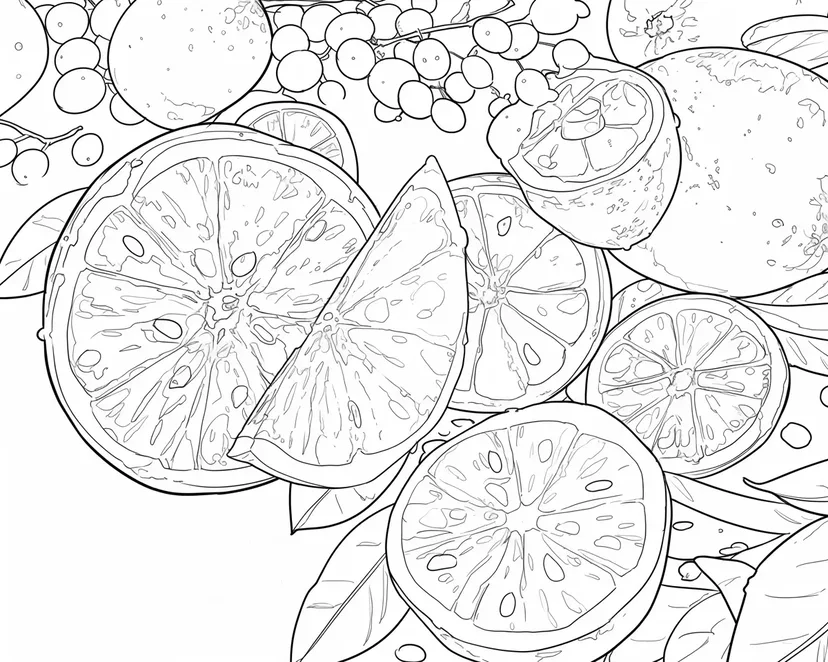 Desenho de Sortido de Frutas Refrescantes para colorir