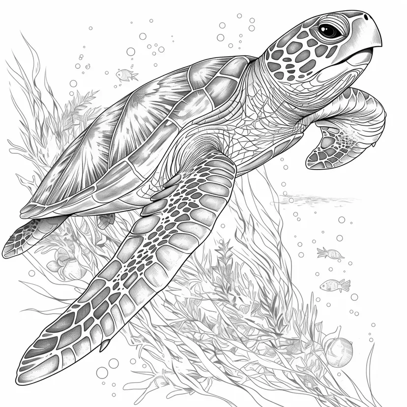 Dibujo de Aventura Oceánica: Viaje de la Tortuga Marina para colorear