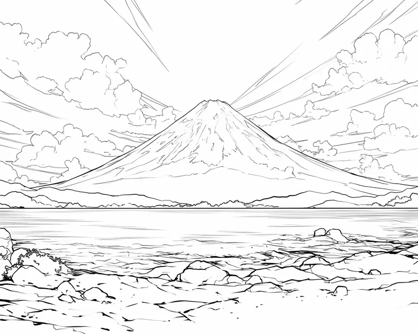Dibujo de Monte Fuji de Año Nuevo para colorear