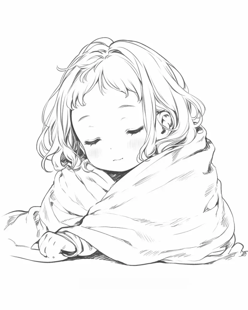 Dibujo de Niña Durmiendo para colorear