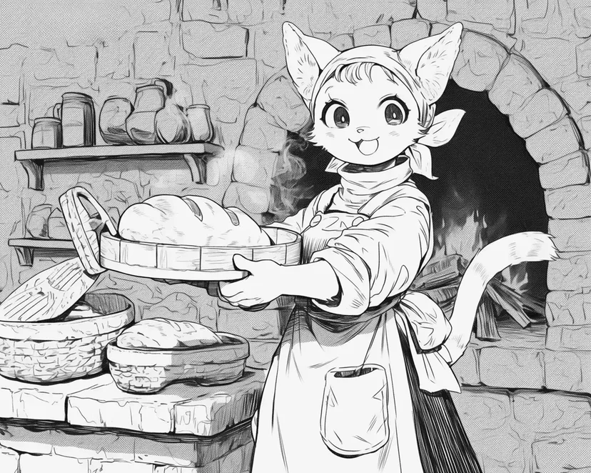 Dibujo de Gato Panadero Sonriente para colorear