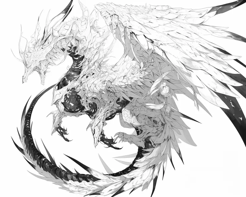 幽玄の暗黒ドラゴンの塗り絵