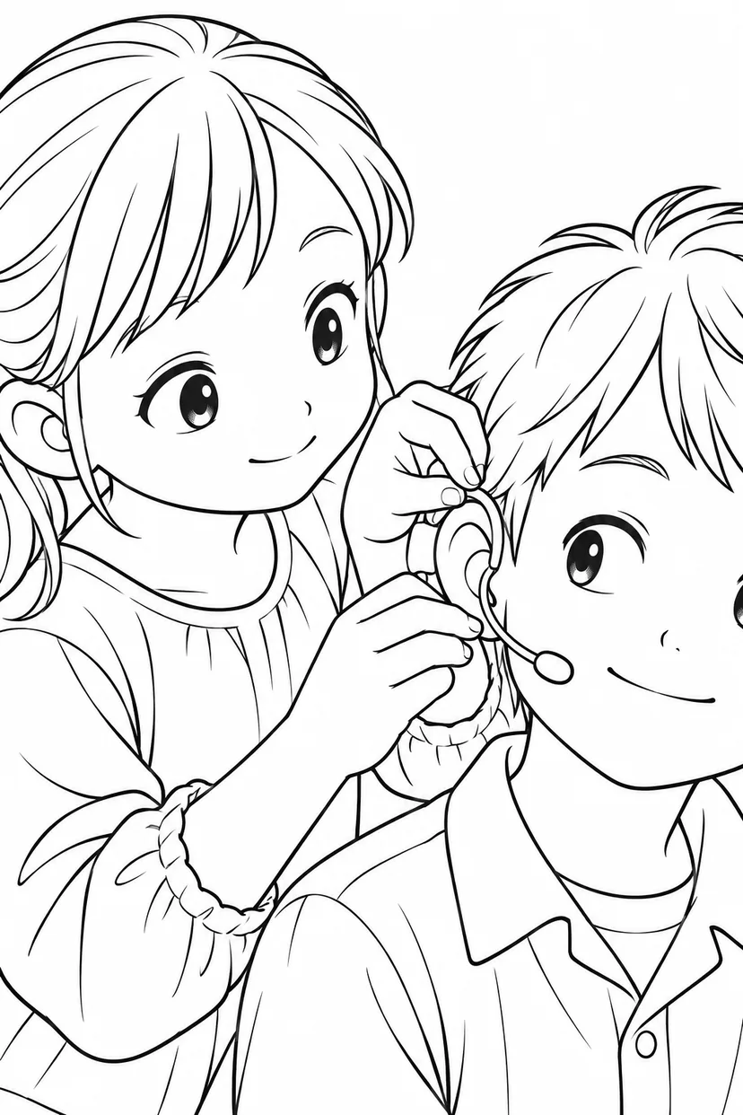楽屋でヘッドセットをつけての塗り絵