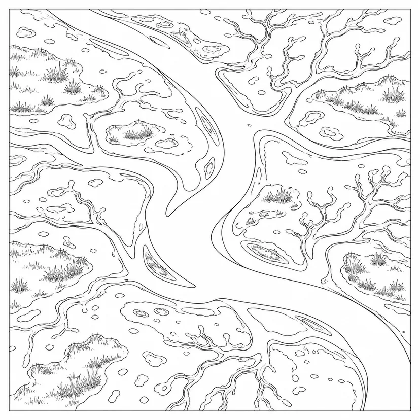Dibujo de Canales de marea sobre la tierra para colorear