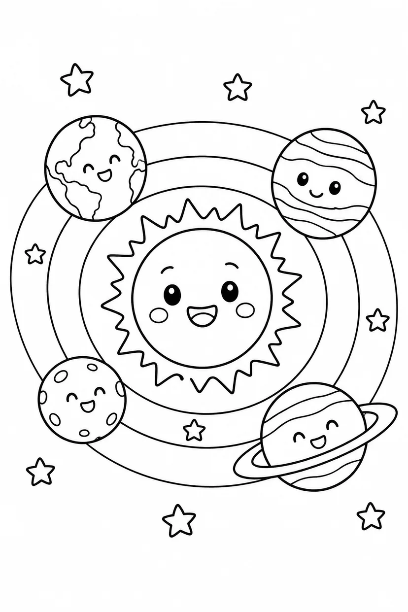 太陽と惑星のなかまの塗り絵