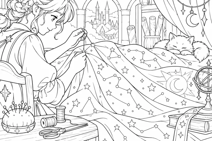 星空を縫う仕立て屋の塗り絵