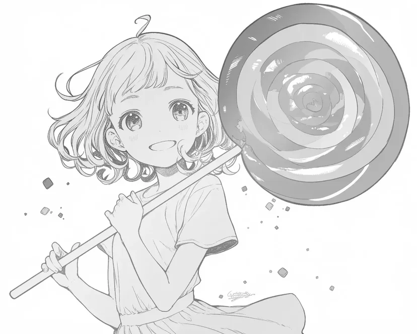 Dibujo de Chica con un Chupetón Gigante para colorear
