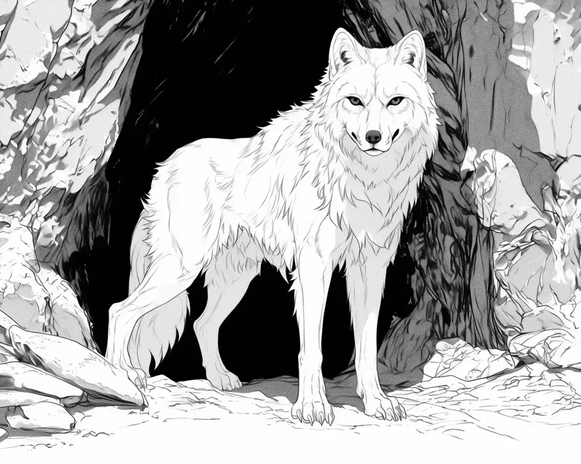 Desenho de Lobo na Caverna para colorir