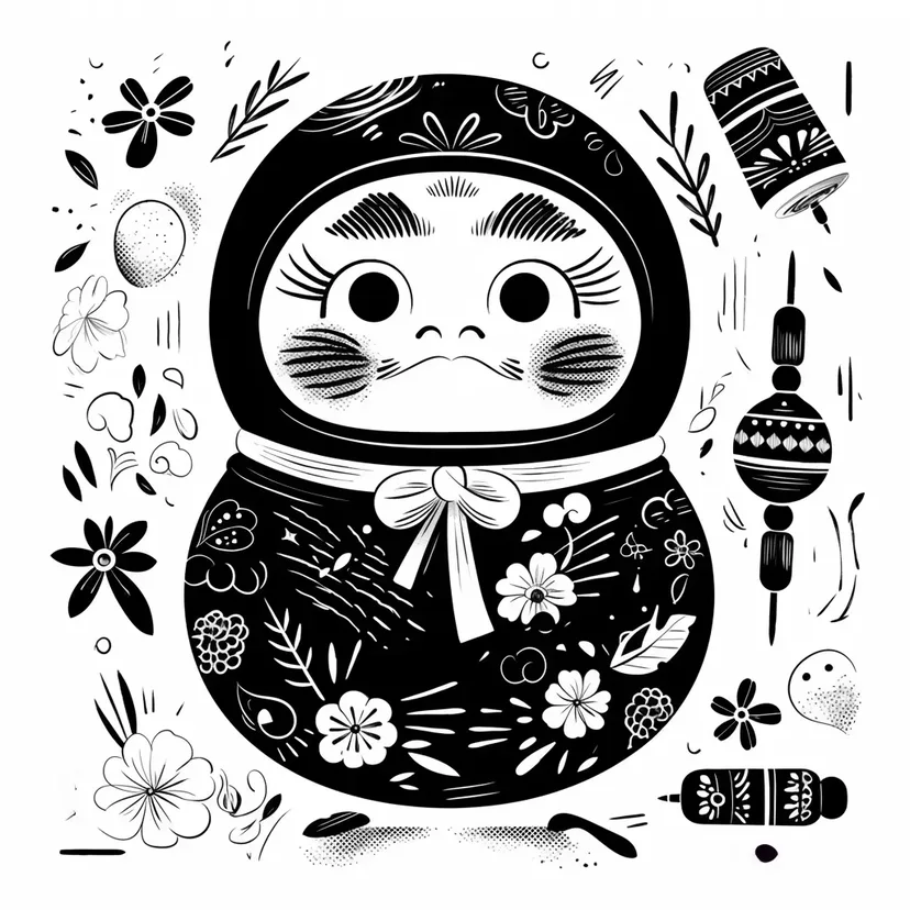 Desenho de Colorir Daruma Fofo para colorir
