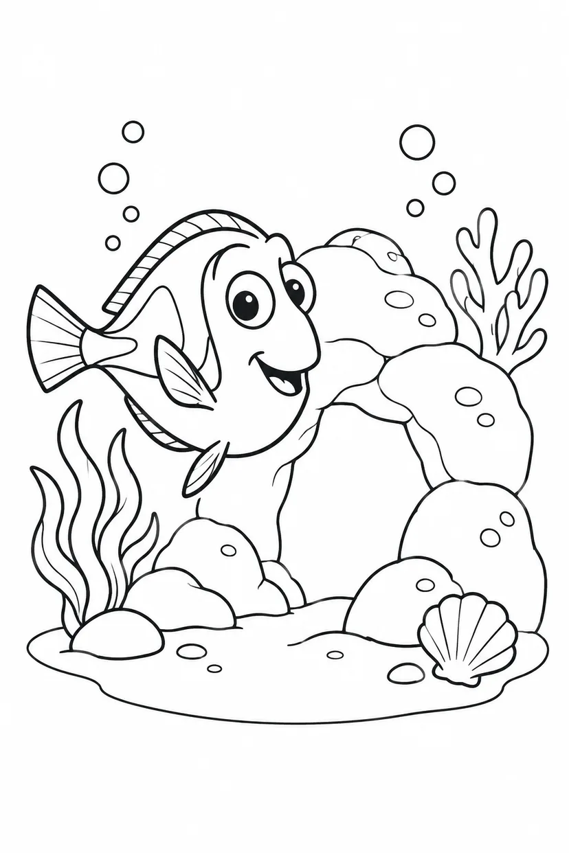 ナンヨウハギと海のトンネルの塗り絵