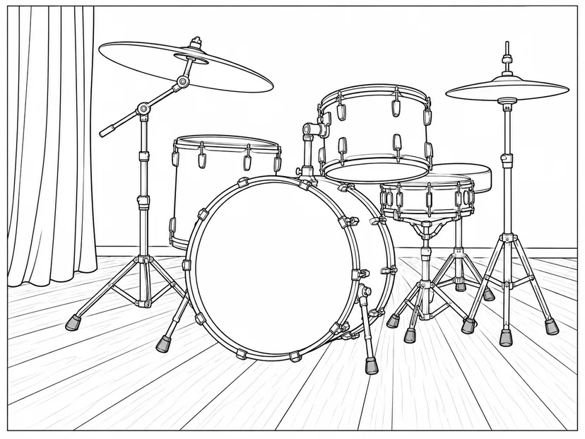 Coloriage Batterie vue depuis les coulisses