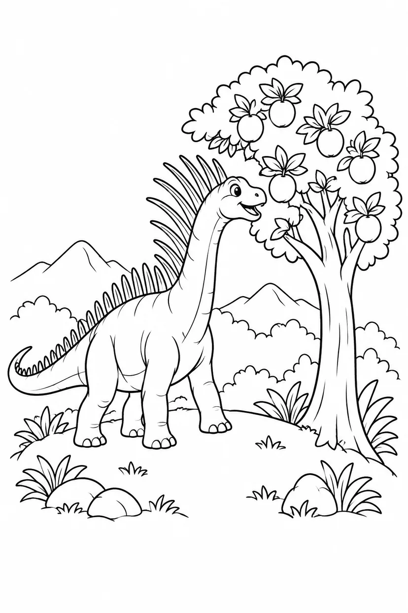 アマルガサウルスと木の実の丘の塗り絵