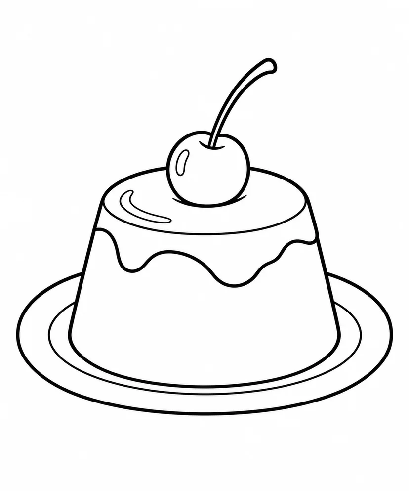 ひとつぶチェリーのプリンの塗り絵