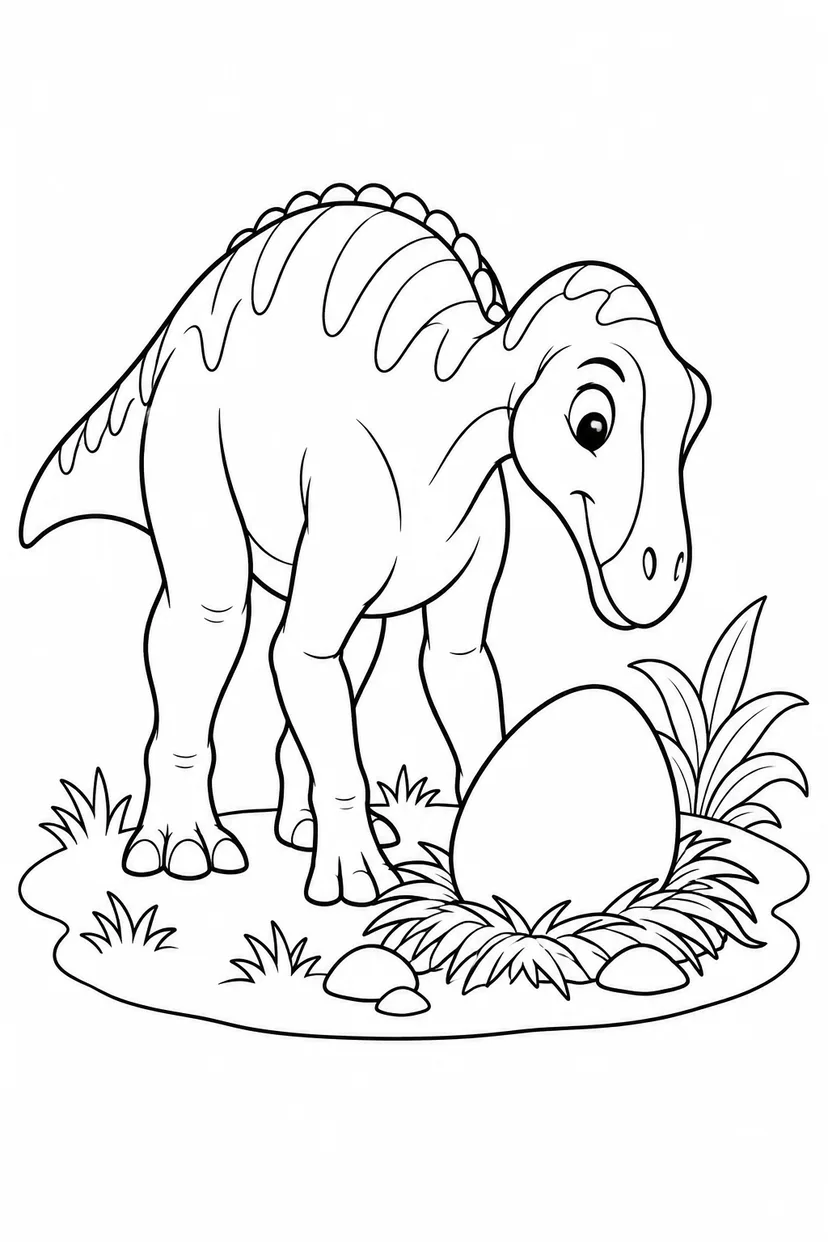 マイアサウラと大きなたまごの塗り絵