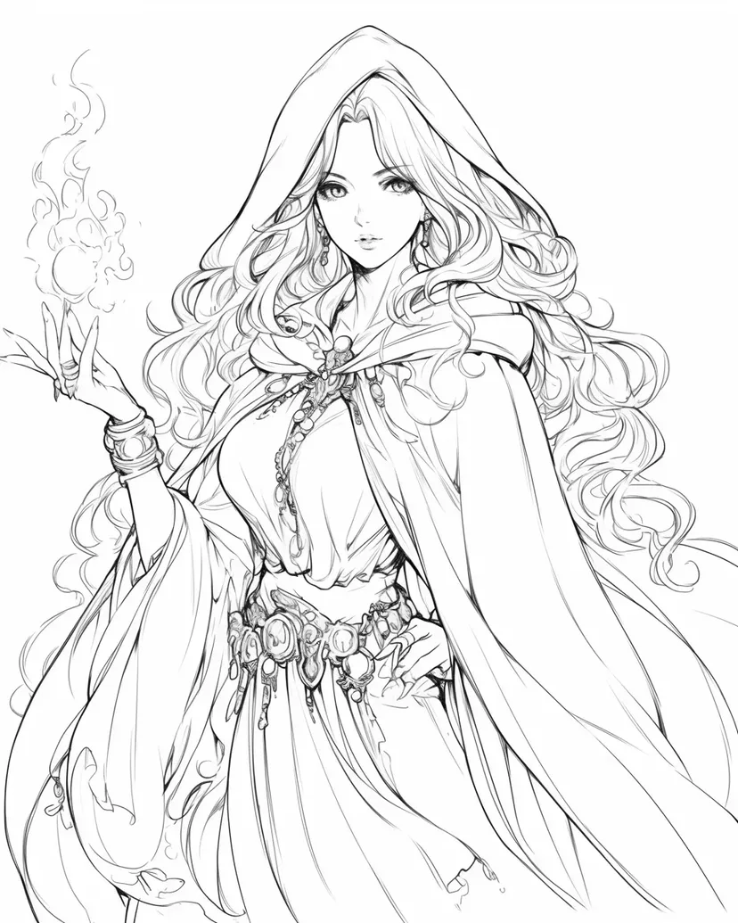 迷人的女巫涂色页