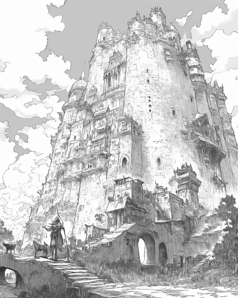 天空の城の塗り絵