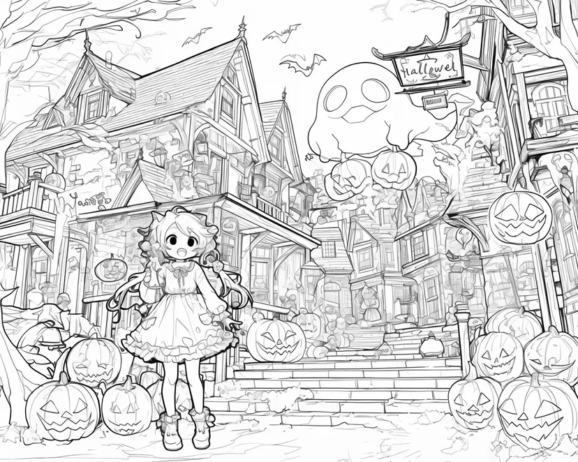 ハロウィンタウンの冒険の塗り絵