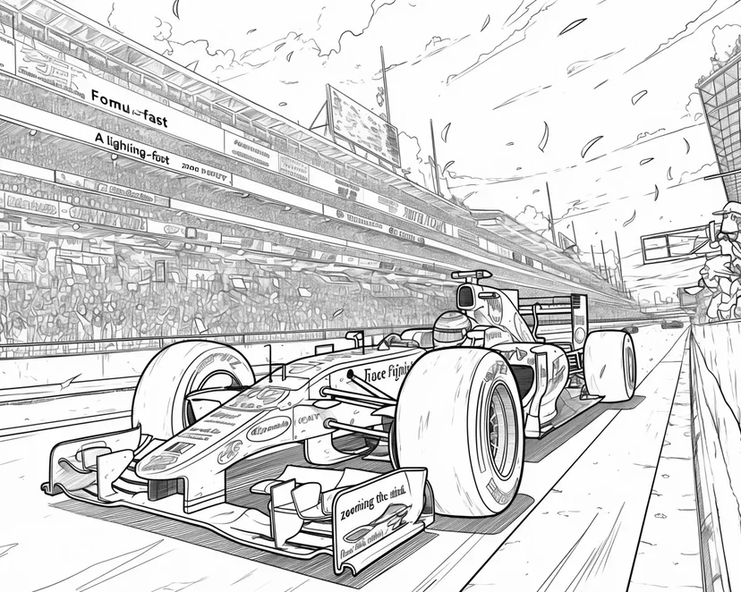 レーシングカーの疾走の塗り絵
