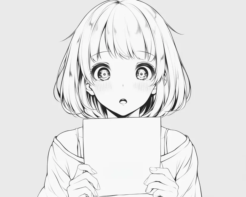 手紙を持つ少女の塗り絵