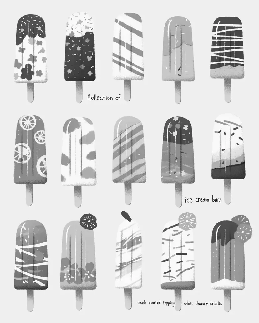 Dibujo de Colección de Barras de Helado para colorear