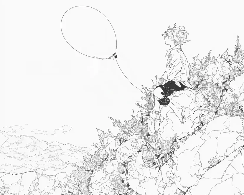 Dibujo de Niño con Globo para colorear
