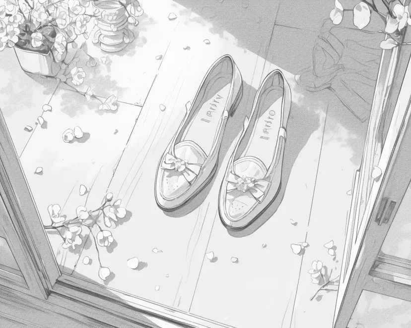 Gambar mewarnai Sepatu Bunga Sakura di Kelas