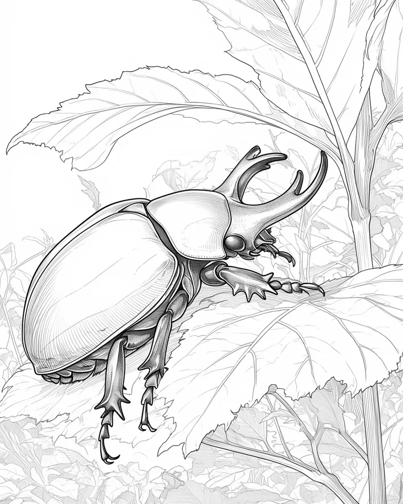 カブトムシの冒険の塗り絵