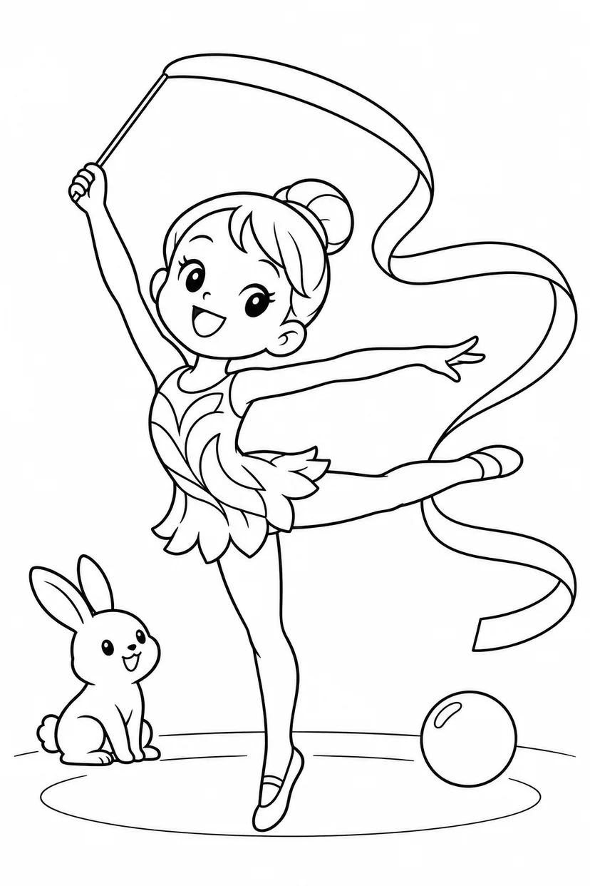 新体操とリボンの塗り絵