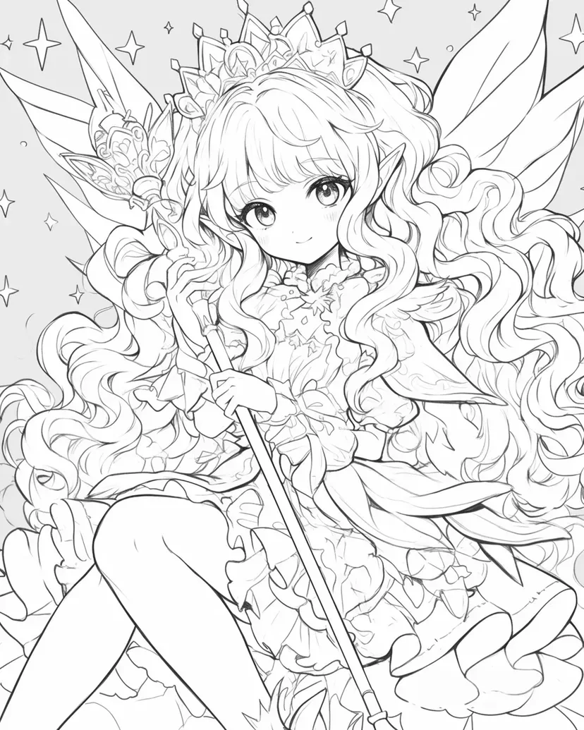 魔法の妖精の塗り絵