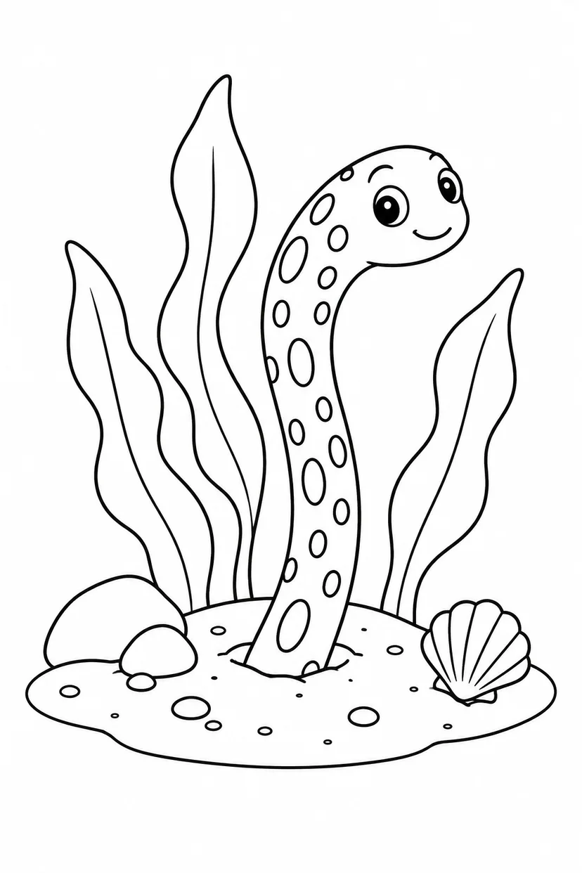 チンアナゴと海草の森の塗り絵