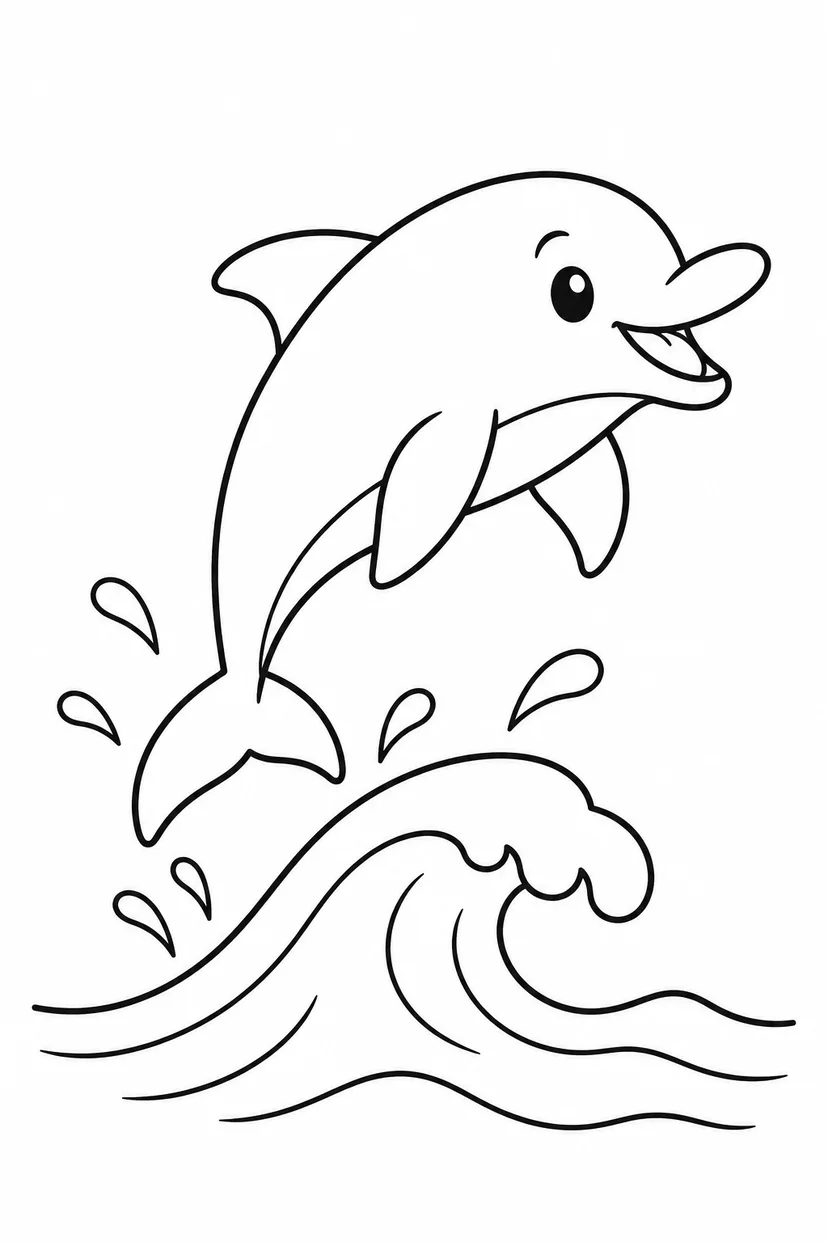 イルカのジャンプの塗り絵