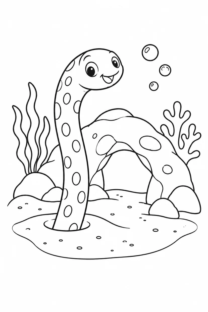 チンアナゴと海のトンネルの塗り絵