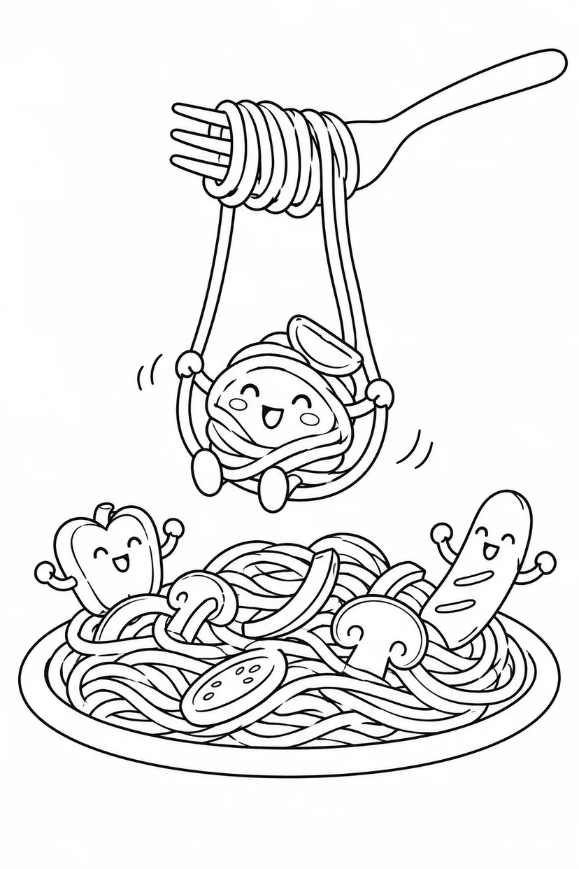 ナポリタンのフォークブランコの塗り絵
