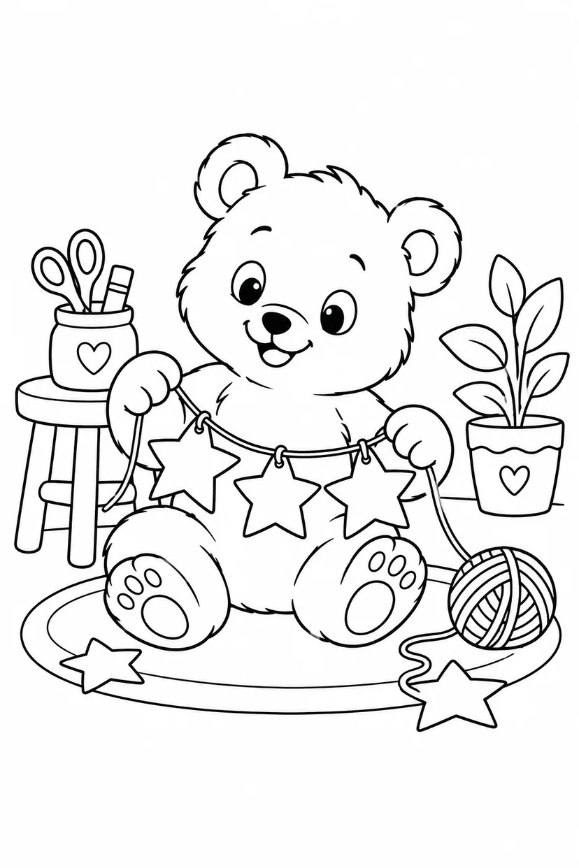 こぐまの星かざり作りの塗り絵