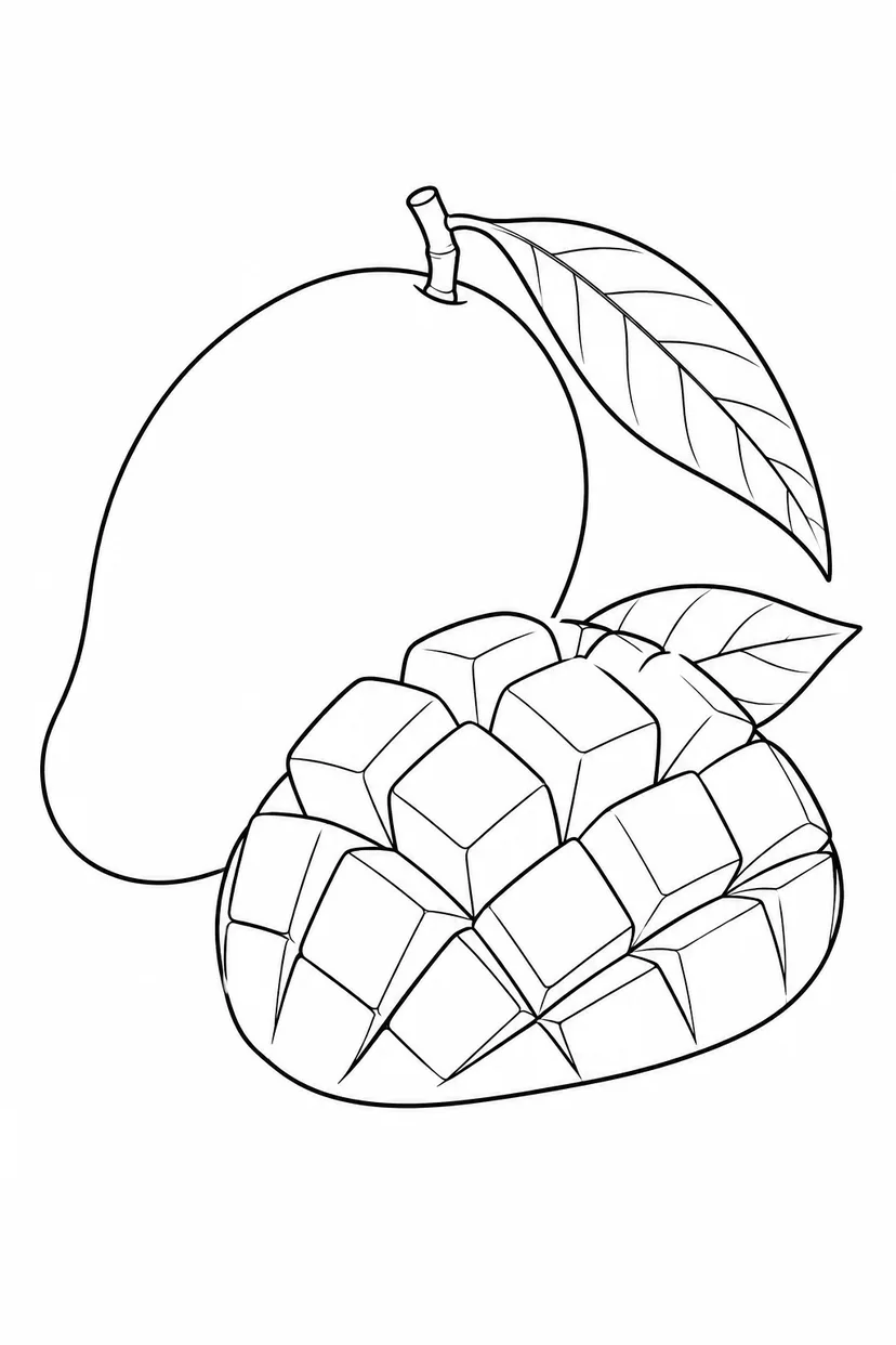 まるごとマンゴーと角切りの塗り絵