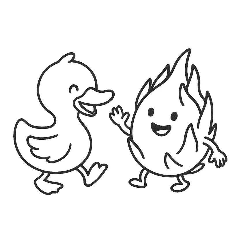 Dibujo de Baile del Pato y la Llama para colorear