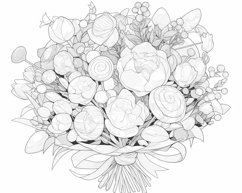 Dibujo de Ramo de Dulces para colorear