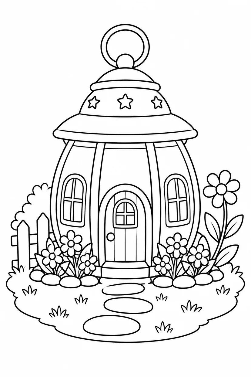 ランタンのおうちの花壇の塗り絵