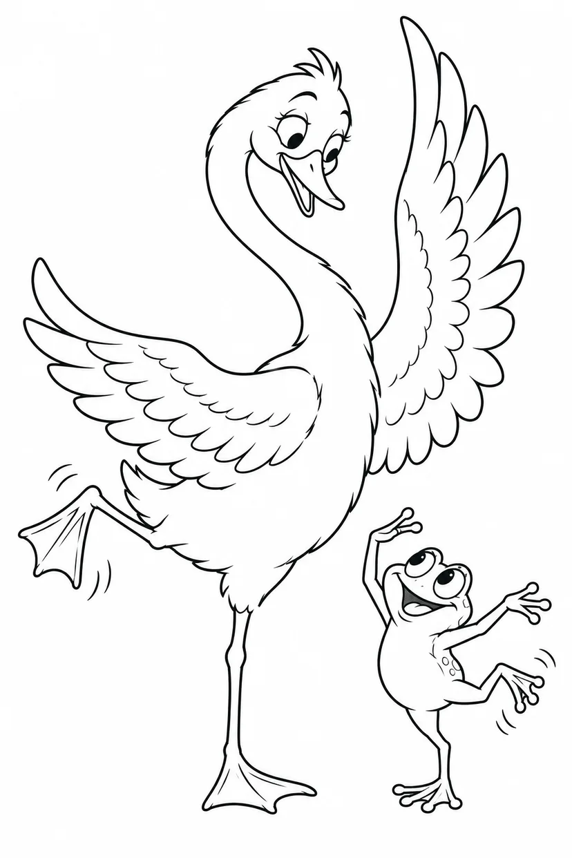 醜いアヒルの子：白鳥ポーズは練習中の塗り絵