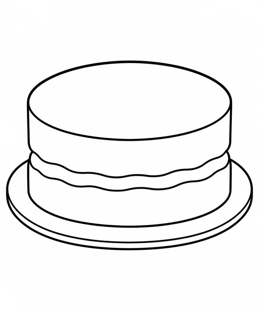クリームをかける前のケーキの塗り絵