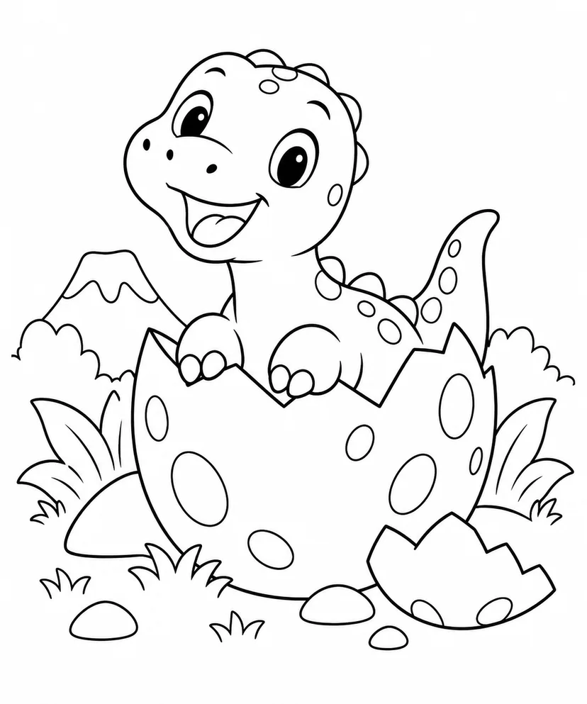 恐竜の赤ちゃんとたまごの塗り絵