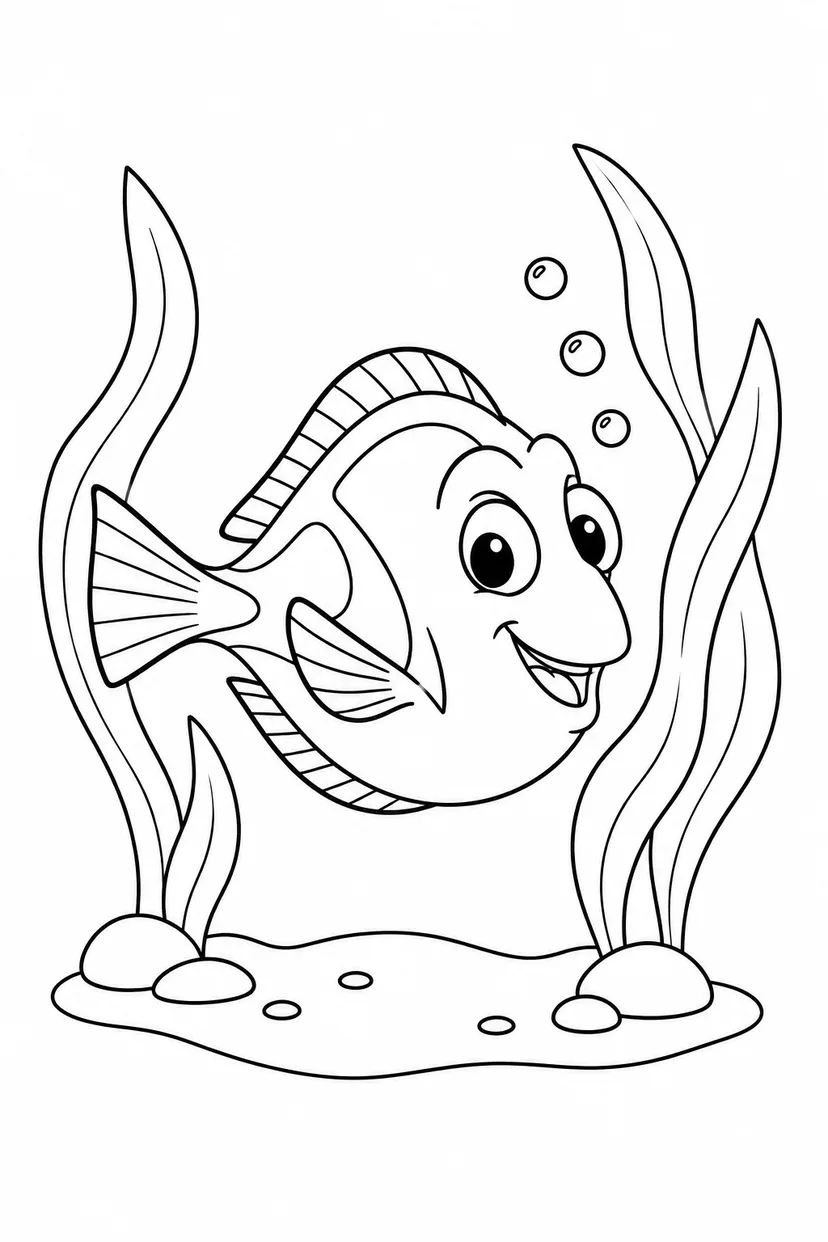 ナンヨウハギと海草の森の塗り絵
