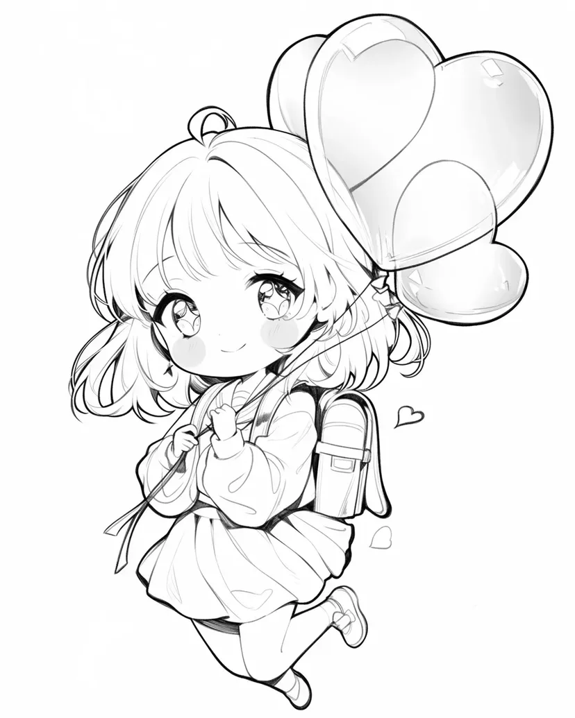 Desenho de Pequeno Personagem com Balão para colorir