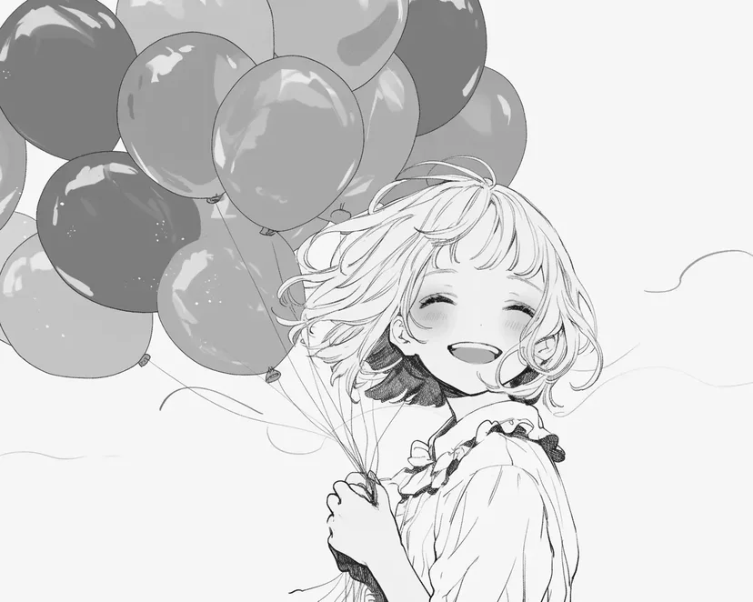 Dibujo de Chica con Globos para colorear